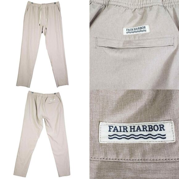 Fair Harbor Pants Khaki Tan Pull On Stretch Size Large L Drawstring Lined - Picture 1 of 12
